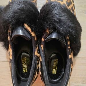 Michael Kors Black Fur Leopard Sneakers